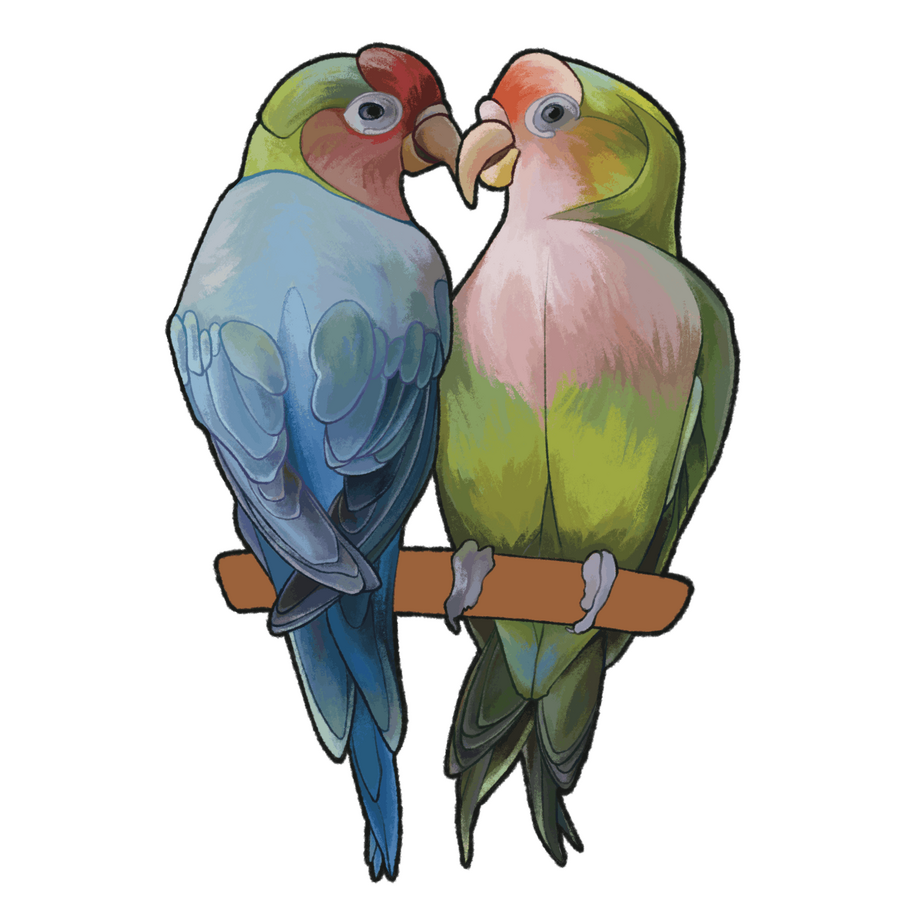 Lovebirds (2025) University sticker for a Valentines' Art Fair